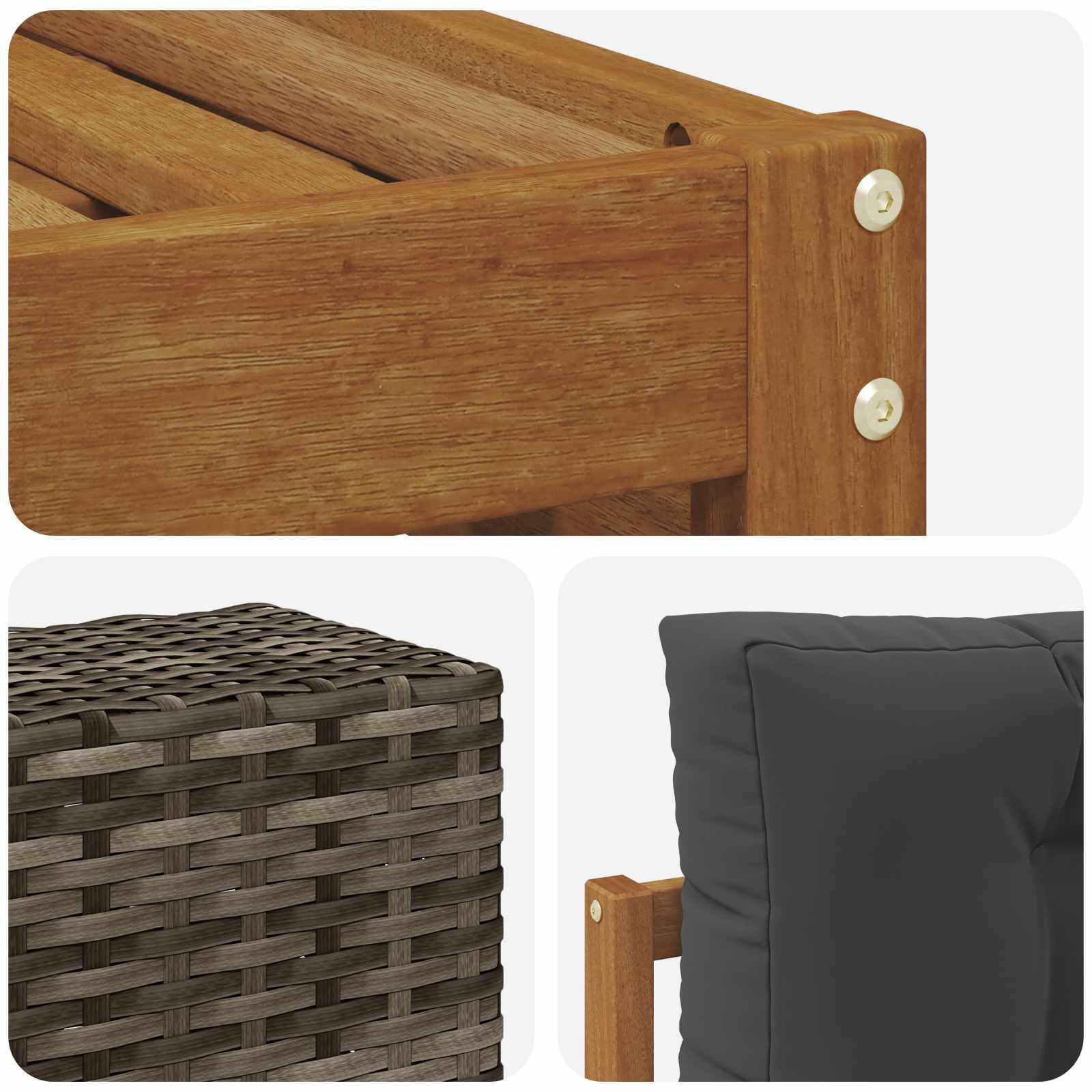 Modulares Sofa-Set, 6-teilig, Akazienholz, für den Außenbereich