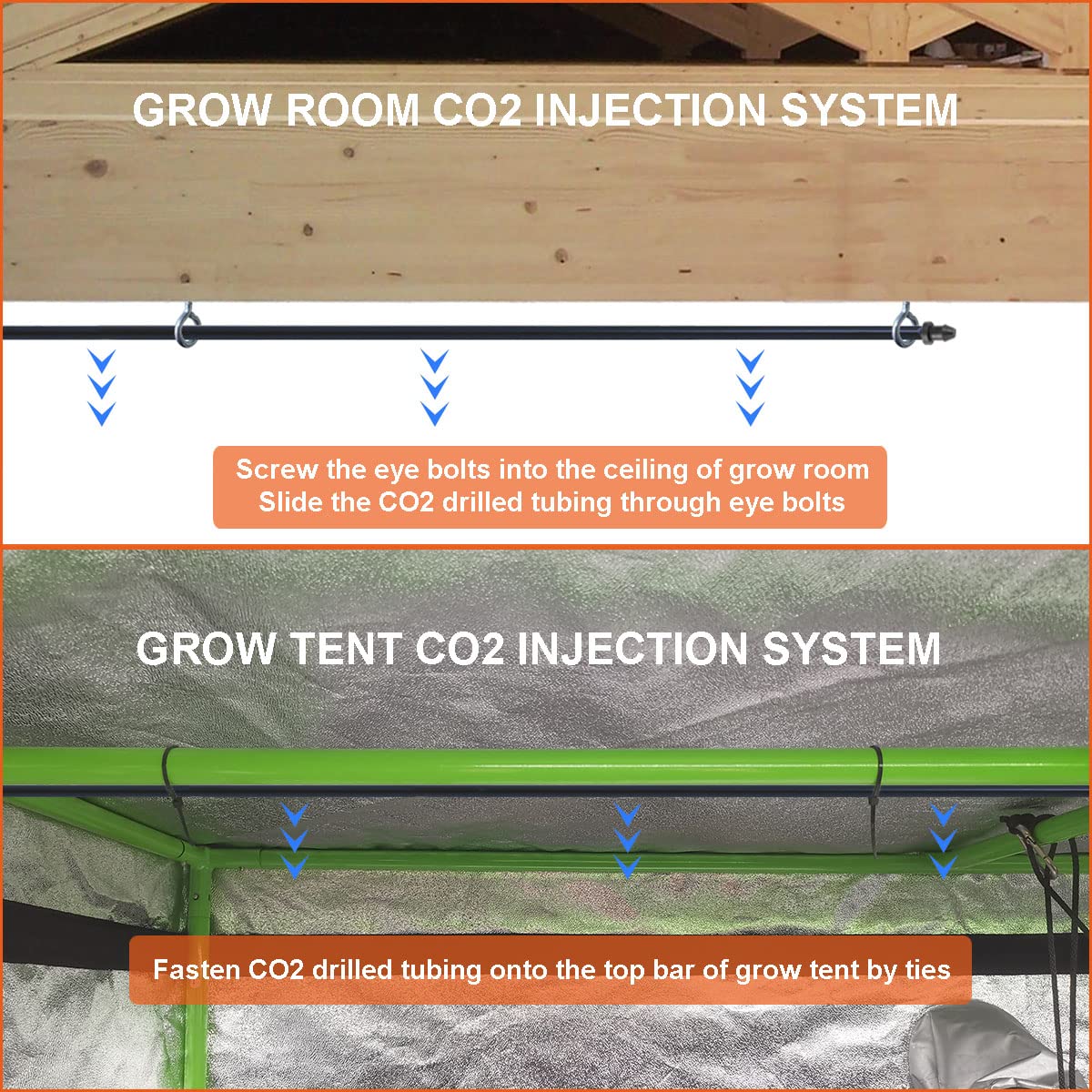 Tuyau percé de CO2 pour système d'injection de CO2 de 7,6 m | Comprend tubes, raccords et accessoires, compatible avec régulateur de CO2