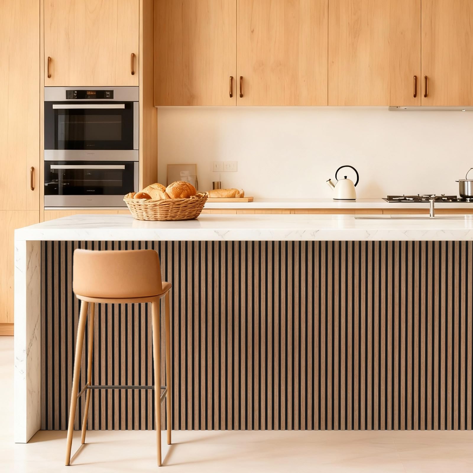 TONOR Panneau Mural Decoratif de Bois,120x60-1.44㎡, 2 Pièces, Noyer