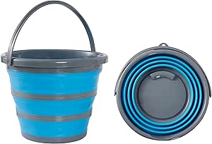 Bramble - 10 Litre Collapsible Multi-use Portable Cleaning Fishing Camping Silicone Bucket, Space Saving Design for Home &amp; Outdoors - Flattens to 5cm