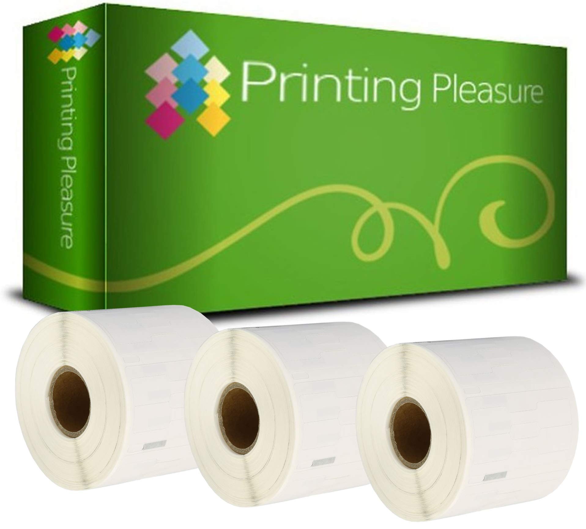 Printing Pleasure 3 x 11351 Compatible Labels Rolls for LabelWriter & Seiko Label Printers | 11mm x 54mm | 1500 Labels per Roll