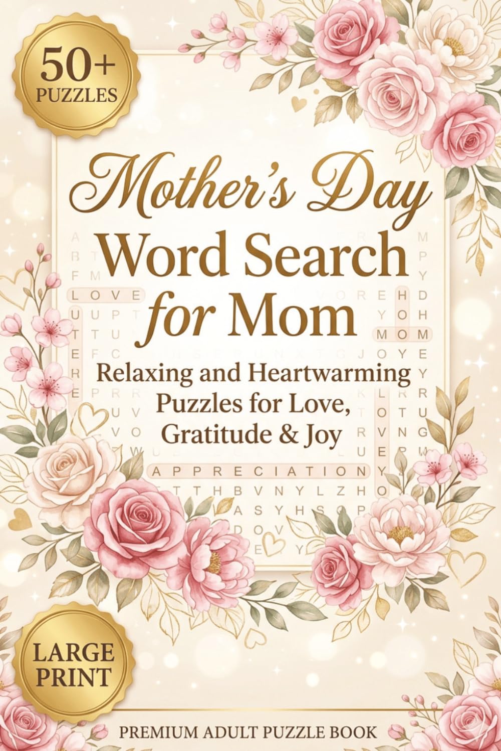 Mother’s Day Word Search for Mom: Relaxing and Heartwarming Large Print Puzzles with Positive Words of Love, Gratitude and Joy | Easy Word Searches for Stress Relief and a Perfect Gift for Mom