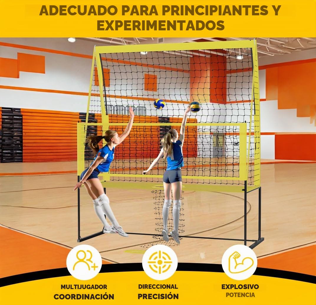 Yoving Sistema de entrenamiento de red de voleibol, 8 pies de ancho por 11 pies de alto, ideal para servir y perforar, mejora la precisión de golpeo, potencia y técnica, perfecto para entrenamiento de