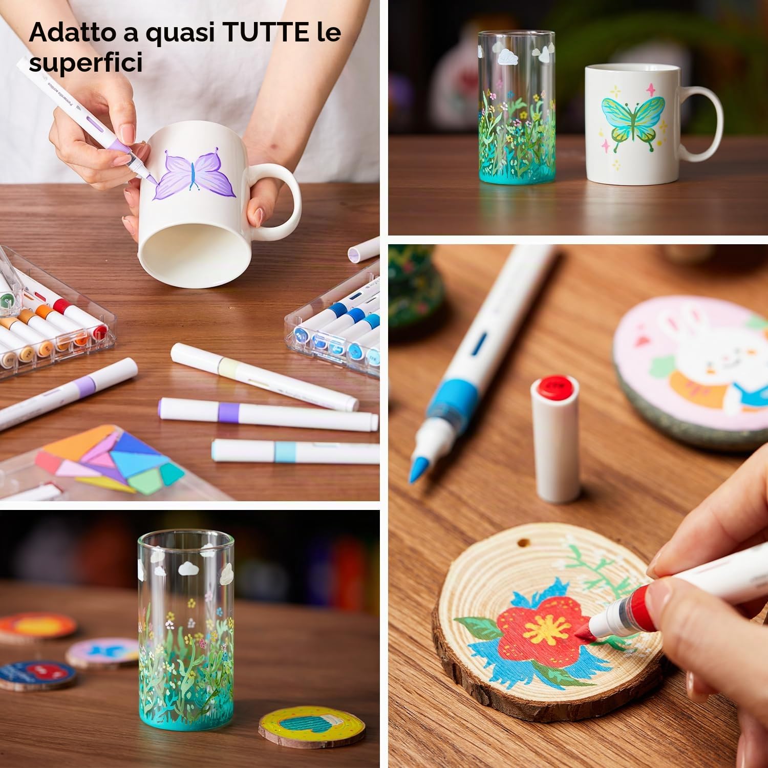Shuttle Art Pennarelli per Pittura Acrilica con Controllo Automatico dell'Inchiostro, 60 Colori Pennarelli con Punta a Pennello, Pennarelli per Pittura su Roccia, Ceramica, Legno, Tessuto, Vetro