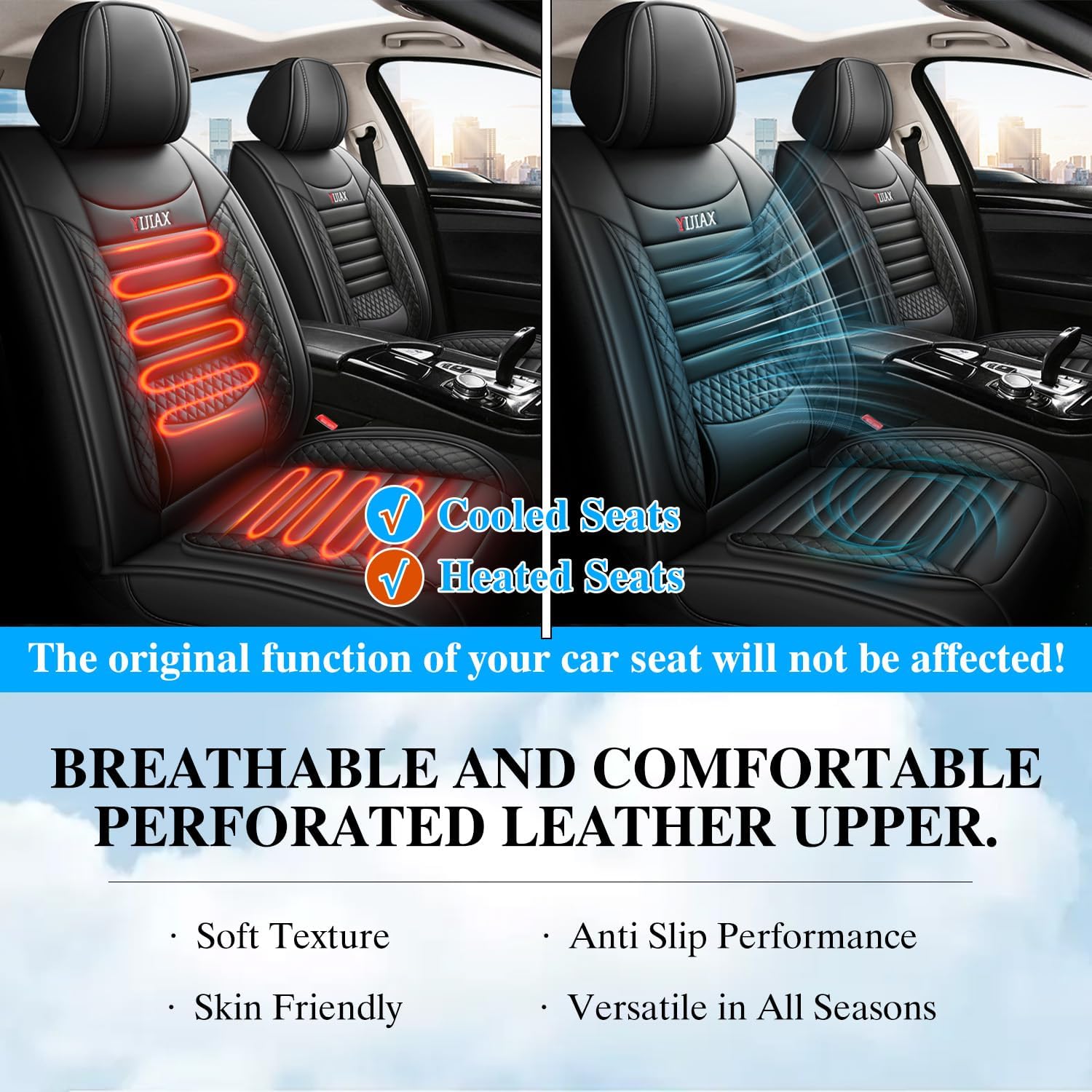Leather Car Seat Covers for Toyota Corolla Honda Civic Accord Waterproof Carseat Covers, Cover Asientos para, Forros para Asientos De Carro, Black Seat Covers for Cars