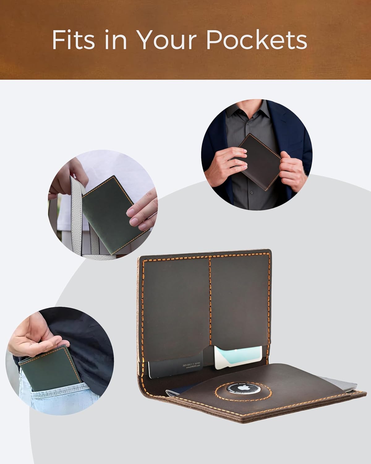 Passport Holder for Travel, Full Grain Leather Passport Holder with Airtag, Rfid Passport Cover Wallet Case for Men Women, Travel Essentials Gift, Coffee Brown - Image 9