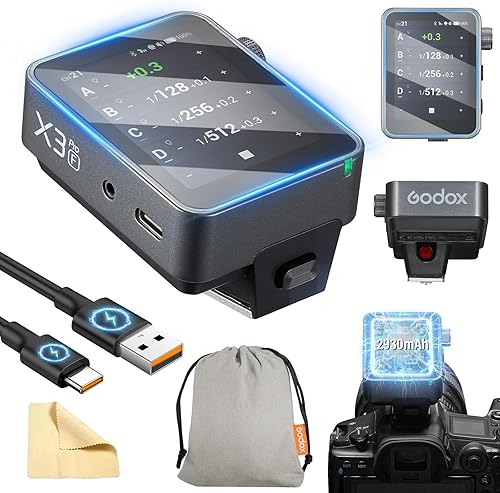 Miniatura 11 de Godox X3PRO-C X3PRO C Disparador de flash inalámbrico para Canon TTL 2.4GHz HSS incorporado Blueetooth App Control Pantalla táctil LCD Función TCM