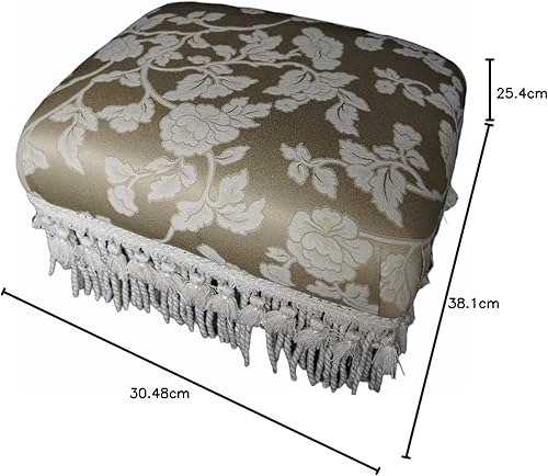 Miniatura 4 de Jennifer Taylor Home Fiona Accent - Reposapiés otomano, jacquard floral beige champán con ribete marfil