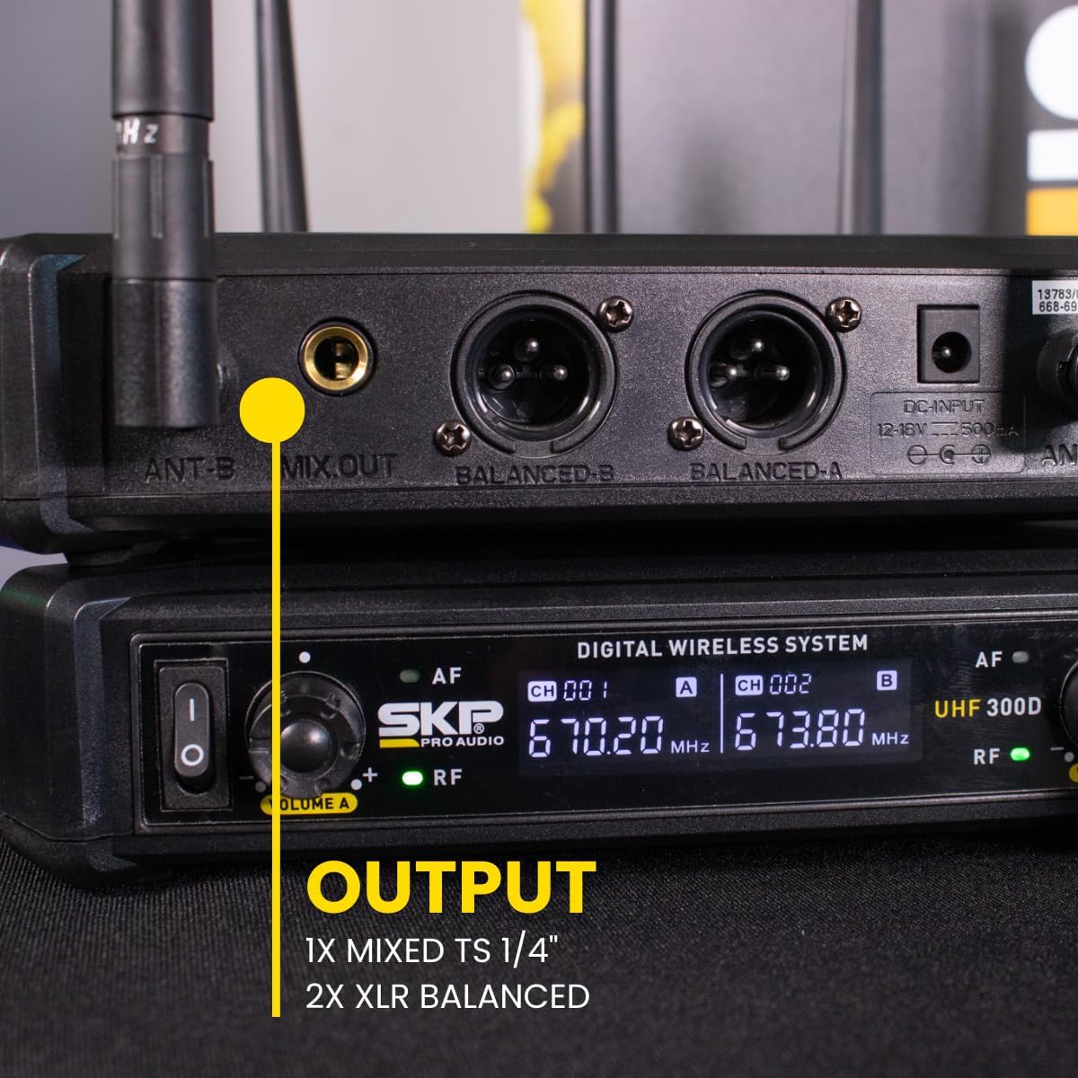 UHF-300D Wireless Microphone System – Dual Handheld Cordless Mics with AA Batteries, 200ft Range, LCD Display, for Singing, Karaoke, Church, DJs, Stage Events - Dynamic mic