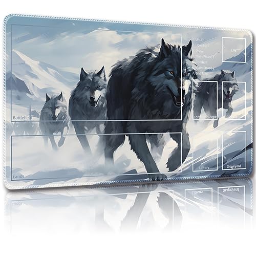 Malqiqi Tapete de juego para MTG, con bolsas de almacenamiento, tapete de juego de 24 x 14 pulgadas