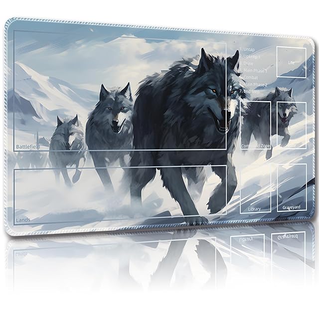 Malqiqi Tapete de juego para MTG, con bolsas de almacenamiento, tapete de juego de 24 x 14 pulgadas