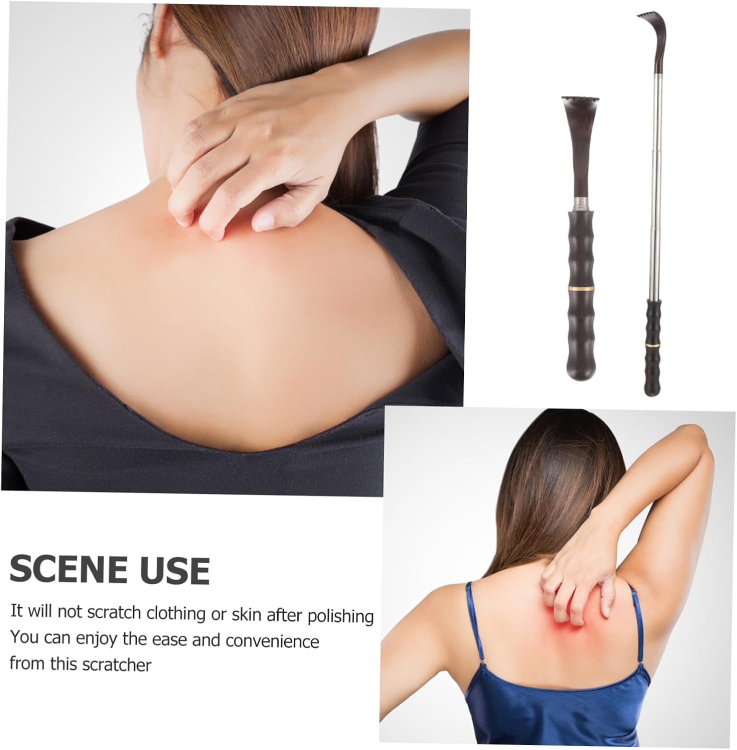 Retractable Back Scratcher Wood Material Portable Back Massage Tool for Men and Women Telescoping Anti-Itch Itch Relief Scratcher for Reach Areas Stress-Relief Accessory for Home