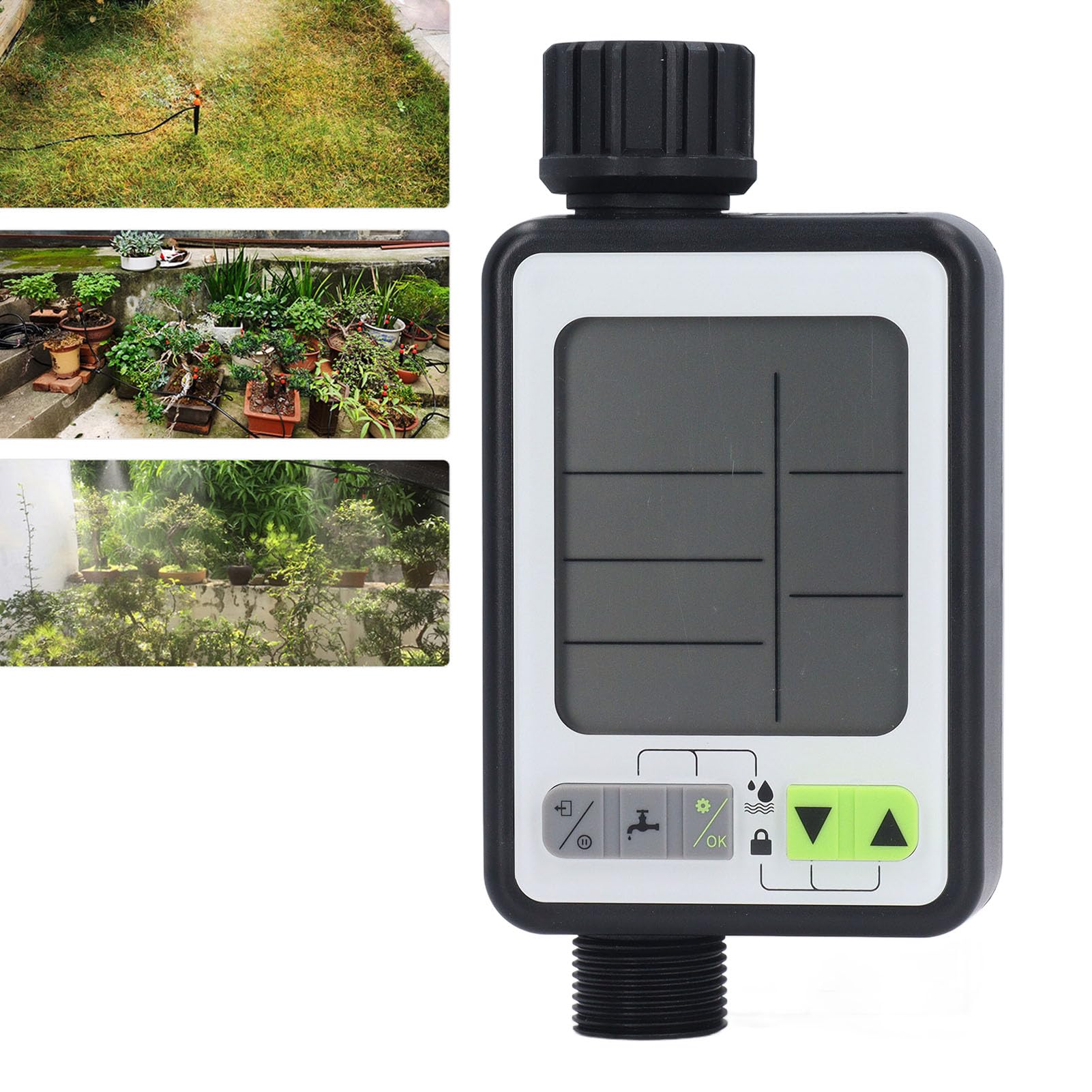 Natudeco Digital Irrigation Hose Water Timer 3.2in Screen Rain Sensing 3 Intelligent Modes Digital Irrigation Sprinkler Timer for Plant Yard Lawn Outdoor