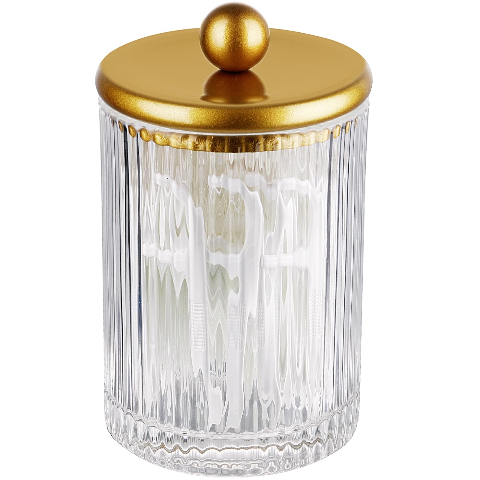 Soporte Qtip de vidrio dorado SheeChung, tarro de boticario elegante para cosméticos de baño