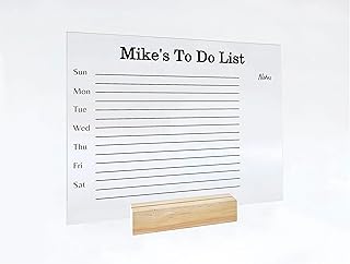 CUSTOM Acrylic To-Do Planner Desk Calendar - Dry Erase Board, Dry Erase Calendar, Monthly and Weekly Calendar, Transparent Calendar (12" x 10", Extra Package)