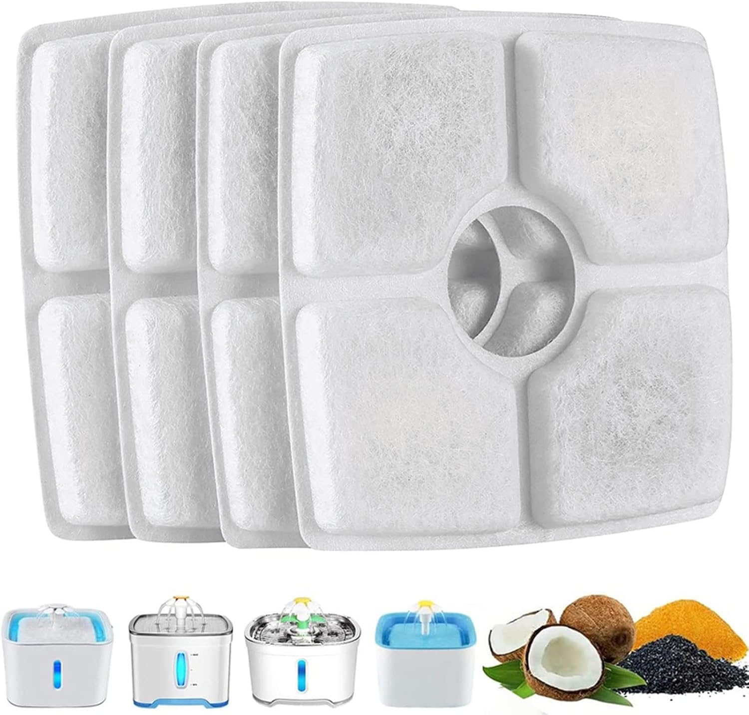 Oxycute Cat Water Fountain Replacement Filters(Square), Dog Water Dispenser Filter for Most 81oz/2.4L Automatic Pet Fountain, 3 Triple…