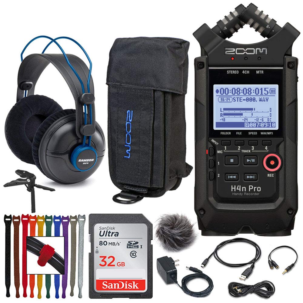 Zoom H4n Pro 4-Input 4-Track Portable Handy Recorder (Black) + Zoom PCH-4n Protective Case and Acces