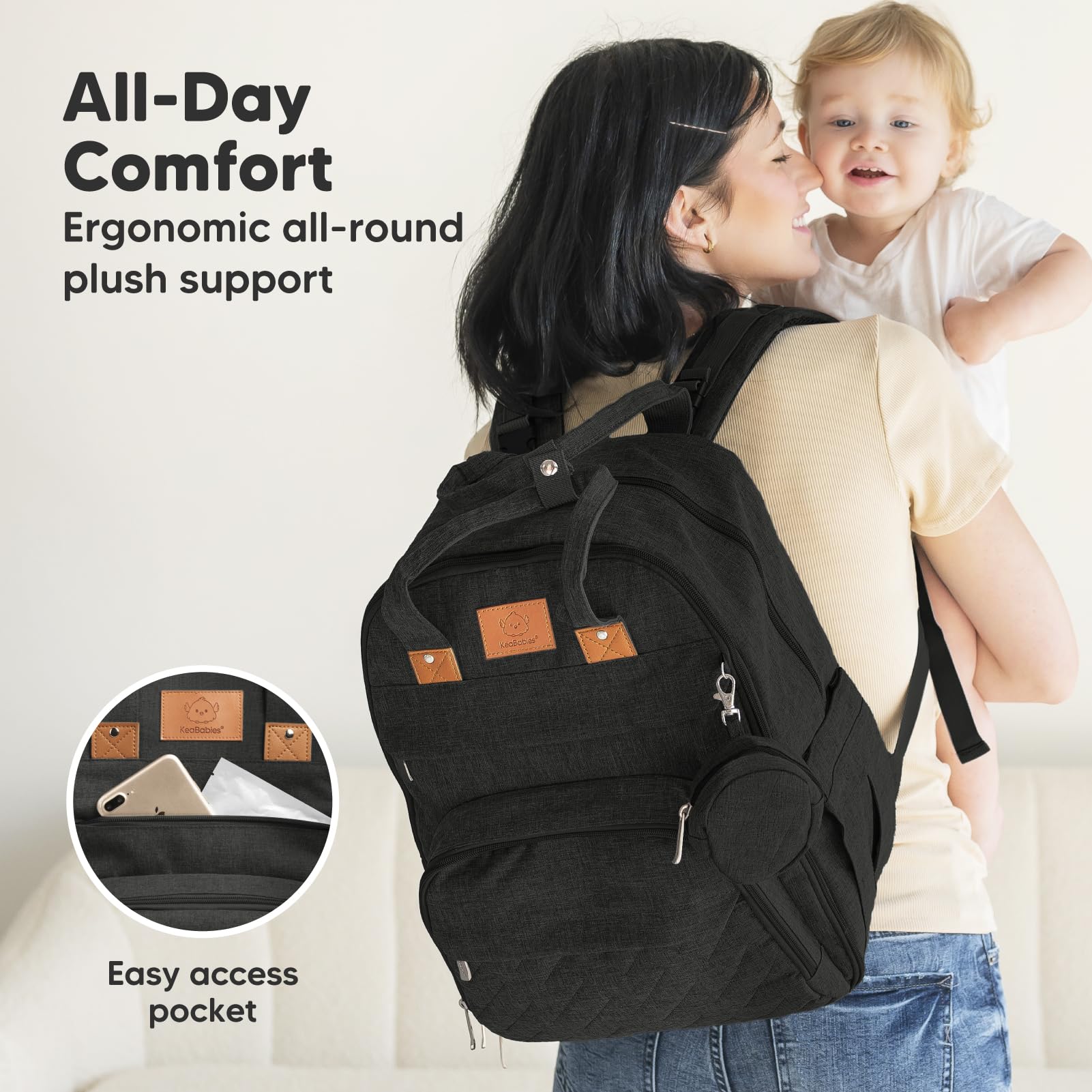 KeaBabies Borsa Fasciatoio Zaino - Borsa Fasciatoio con Materassino, Zaino Fasciatoio Grande, Borsa Fasciatoio Organizer per Passeggino, Borse Porta Bebè per Mamma, Papà
