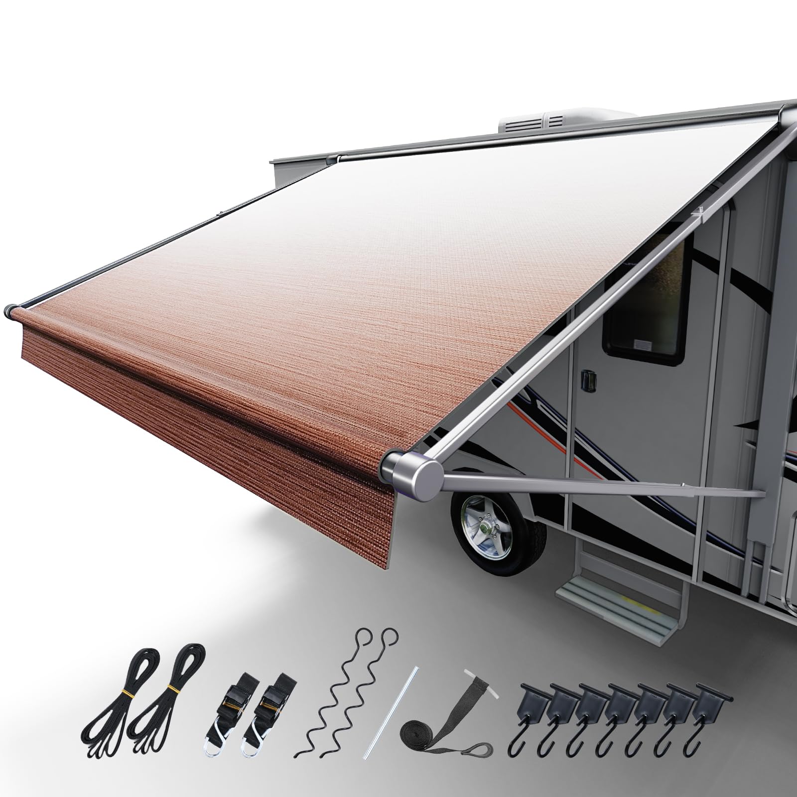 Fonzier 16ft Sand Brown Fade RV Awning Fabric Replacement