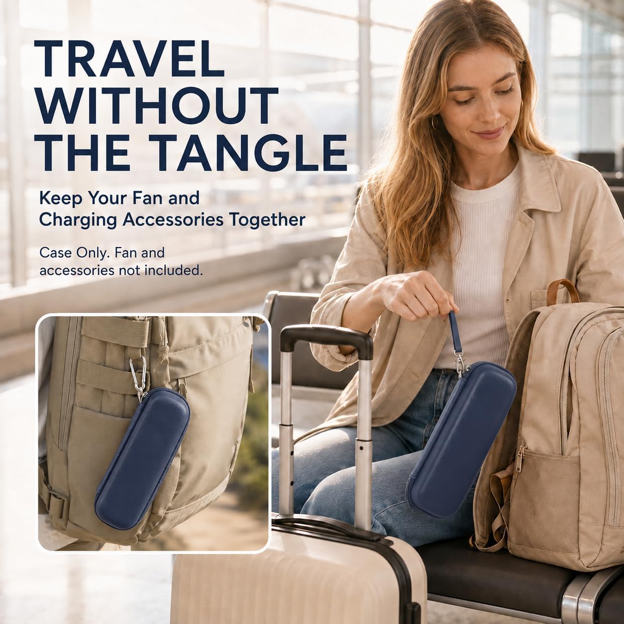 Case for Dyson HushJet Mini Fan, PU Travel Bag, Blue