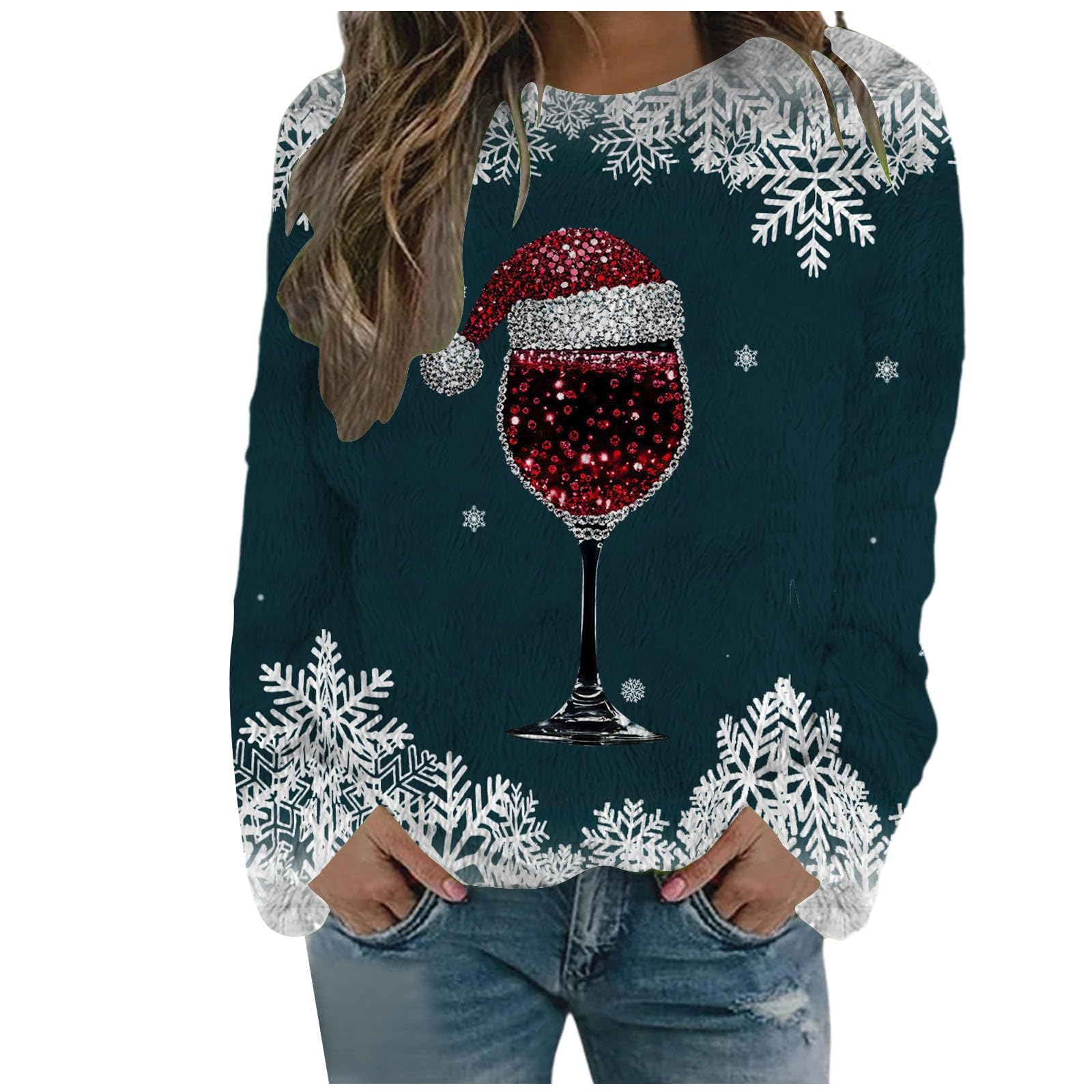 Long Sleeve Christmas T Shirts Long Sleeve Sparkly Top Plus Size Long Cardigan Leopard Print Christmas Fleece Lined Sweatshirt Halloween Hoodies Women Christmas Sweatshirts For Women