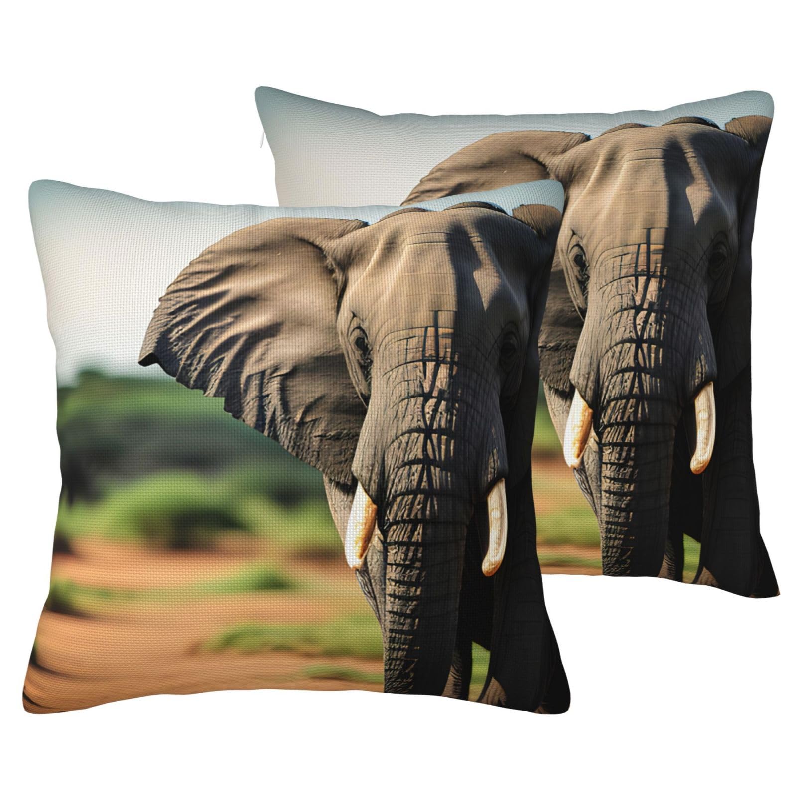 Housse de coussin lin motif éléphant : protégez et décorez votre canapé