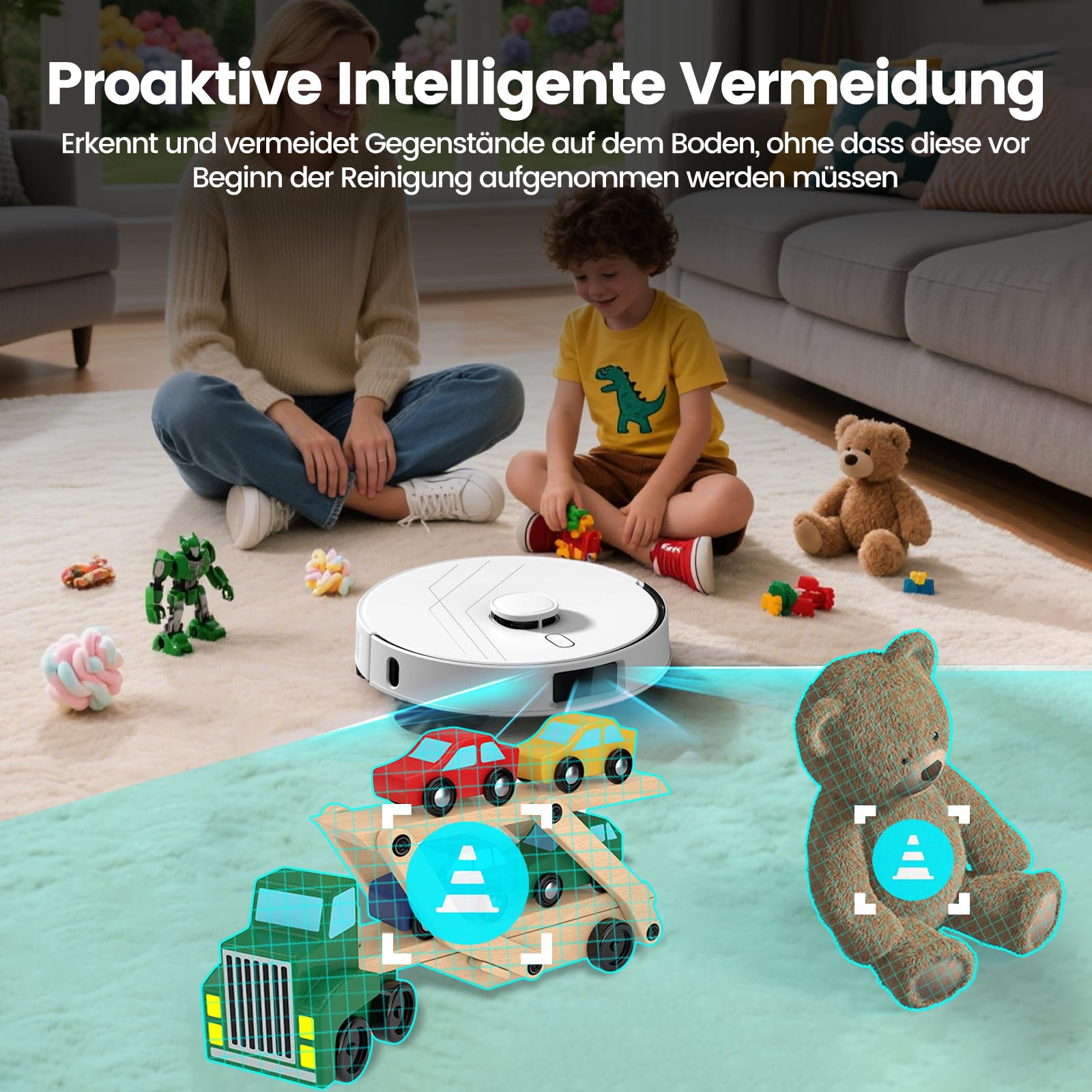 T30+ Saugroboter mit Wischfunktion, Staubsauger Roboter mit Absaugstation 3.5L, 12000Pa Saugkraft, Reaktive 3D-Hindernisvermeidung