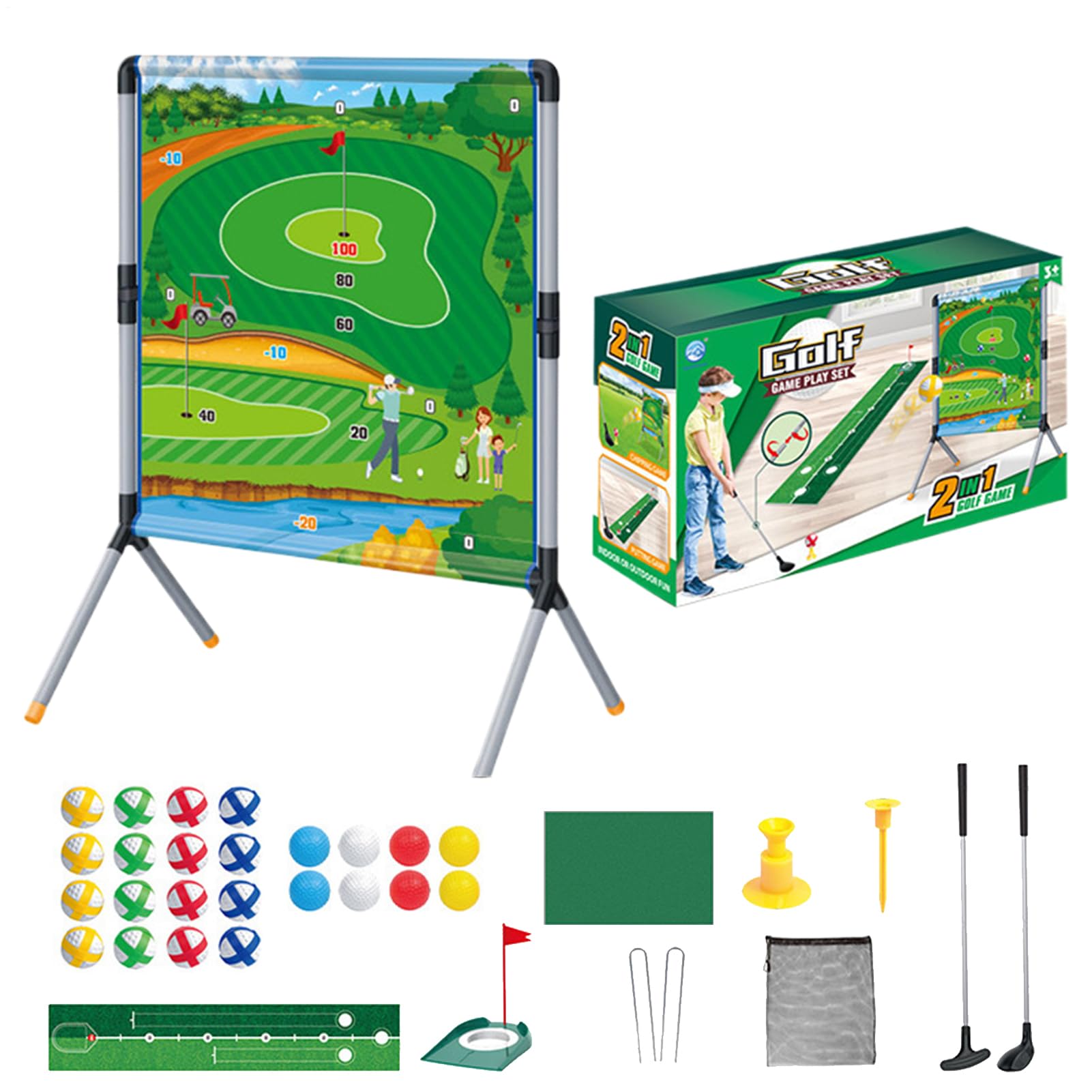 Juego De Golf Para Jardín Set De Juego Pelotas Tees Práctica Golpeo