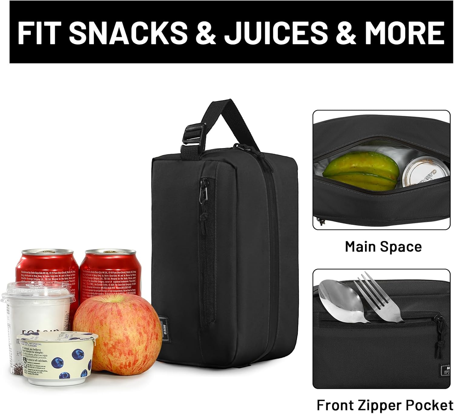 MIER Freezable Snack Bags Small Frozen Mini Cooler Lunch Bag Freezer Insulated Pouch for Kids Adults Work School Travel On-the-go, Black - Image 7