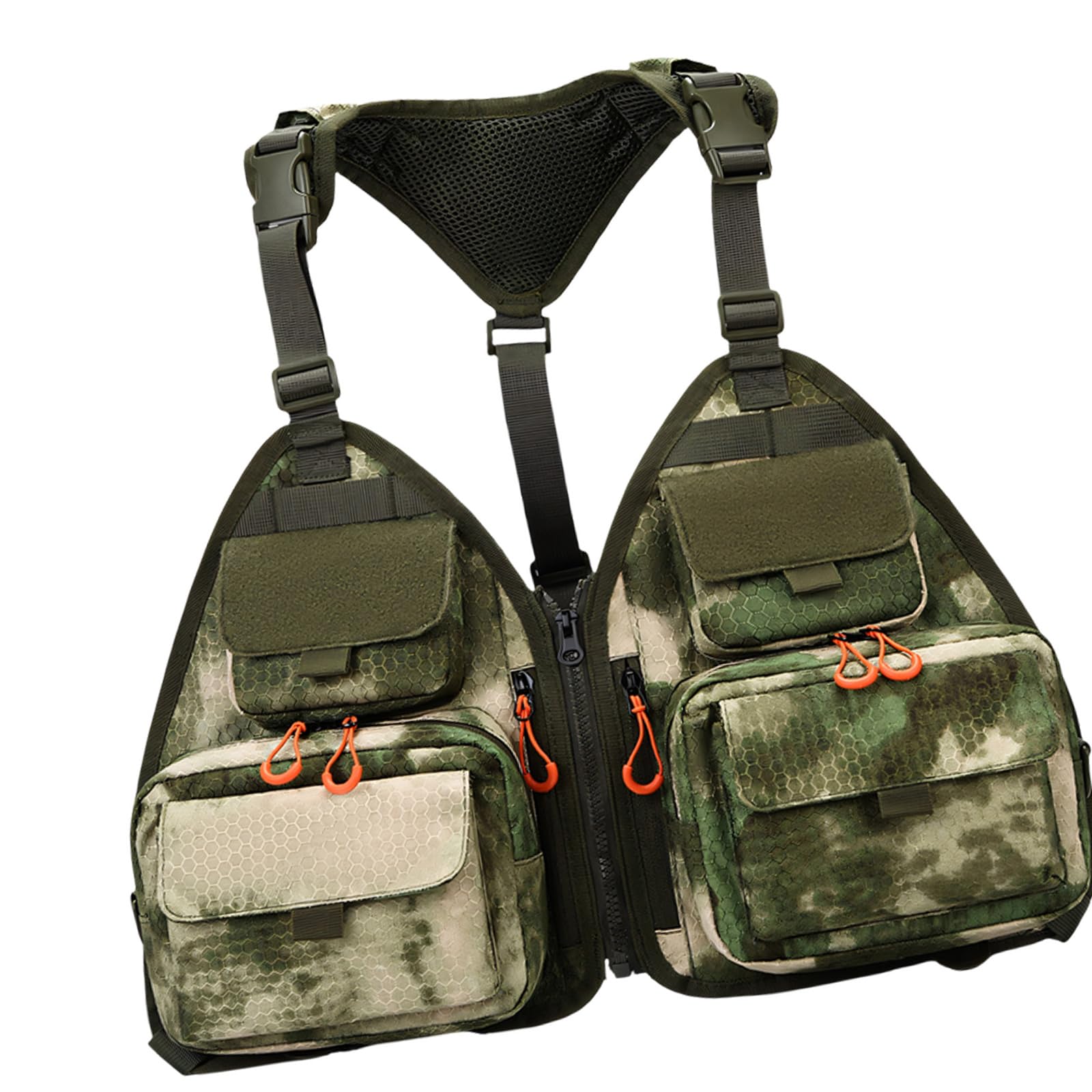 Mochila de equipo de pesca con almacenamiento y ganchos 7