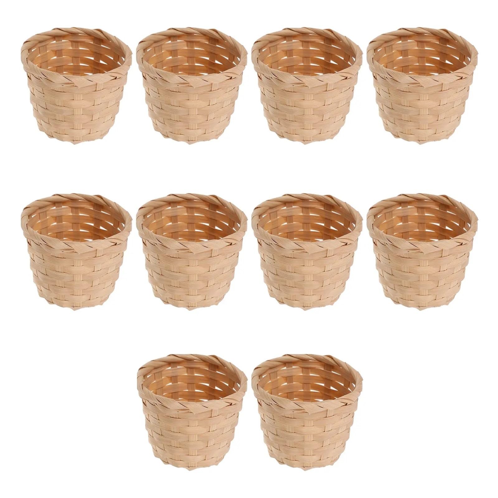 JFNKLFG Woven Plant Pot 10pcs Woven Baskets Fruit Arrangement Portable Storage Mini Desktop Basket Photo Prop(7.50X7.50X6.00CM)