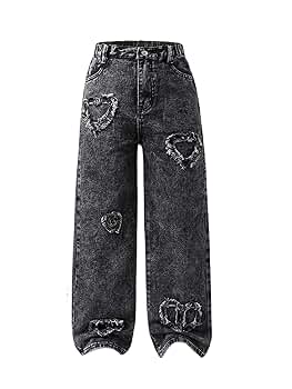 Amazon.com: SHENHE Girl's Y2K Heart Applique Elastic High