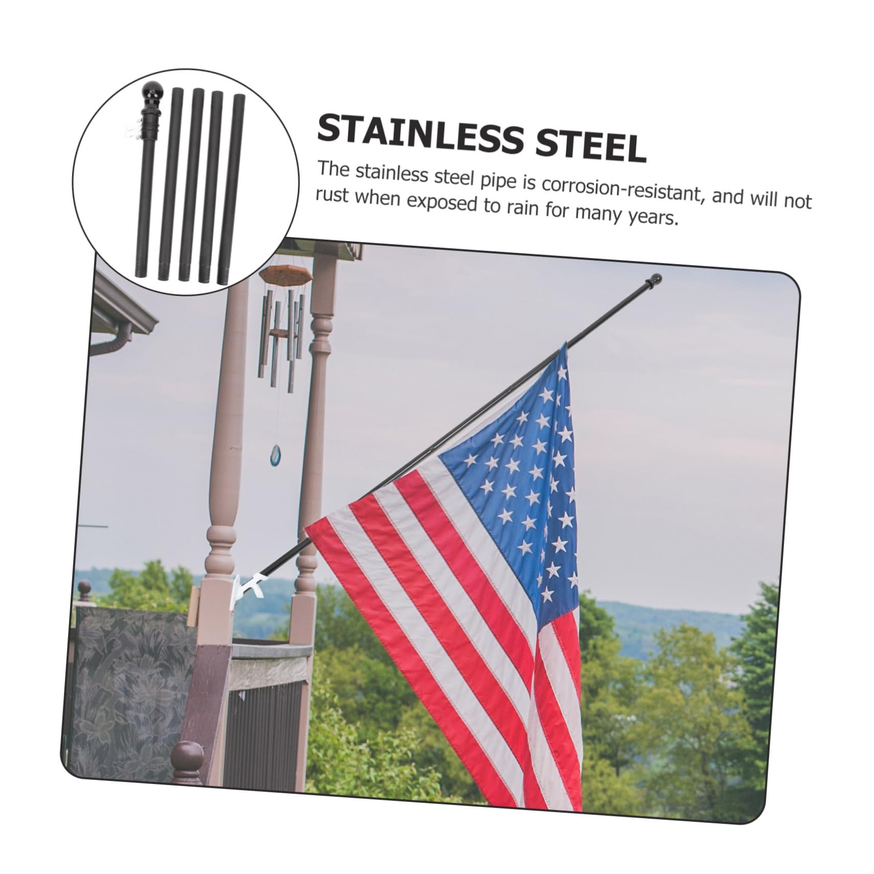 Robuster Stock für Flagge aus Edelstahl Fahnenmast Stange mit Rostfreiem Material und Einfachem Abbau für Garten und Wandmontage