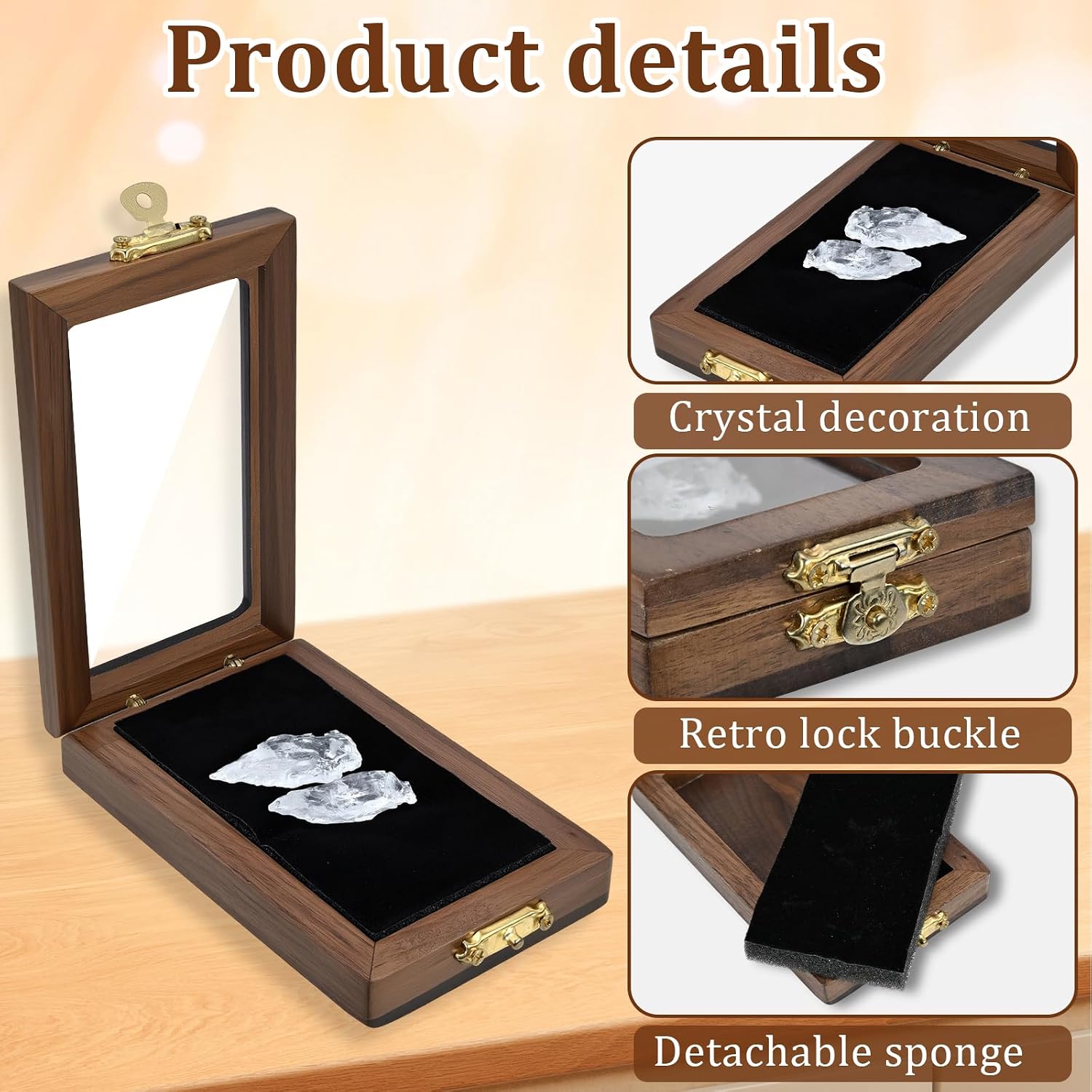 Arrowhead Display Case,100%Walnut Wood Shadow Box for Arrowheads Collection,Handmade Small Arrowhead Display Box for Military Coins, Crystals,Arrowhead Display for Arrowhead Enthusiast,4.53x2.75x1In