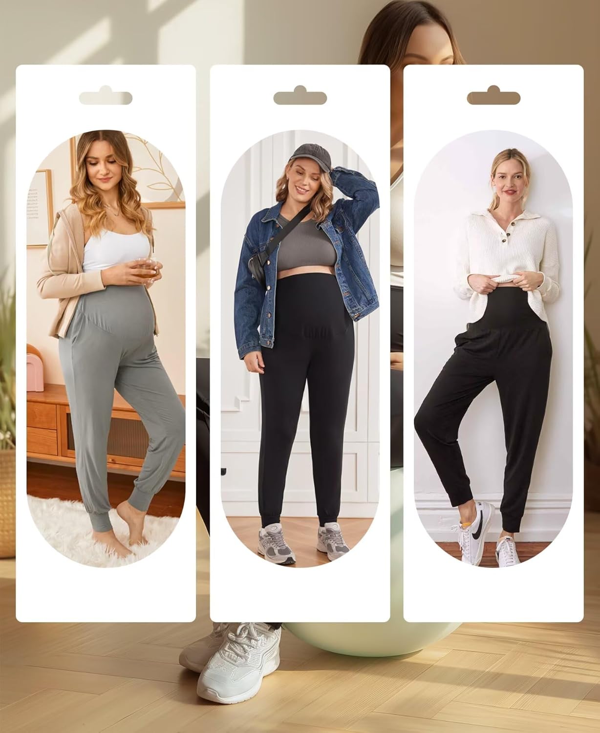 Happy.angel Women's Maternity Pants with Pockets, Loose Joggers Sweatpants for Workout Soft Lounge Pregnancy Clothes - Image 5