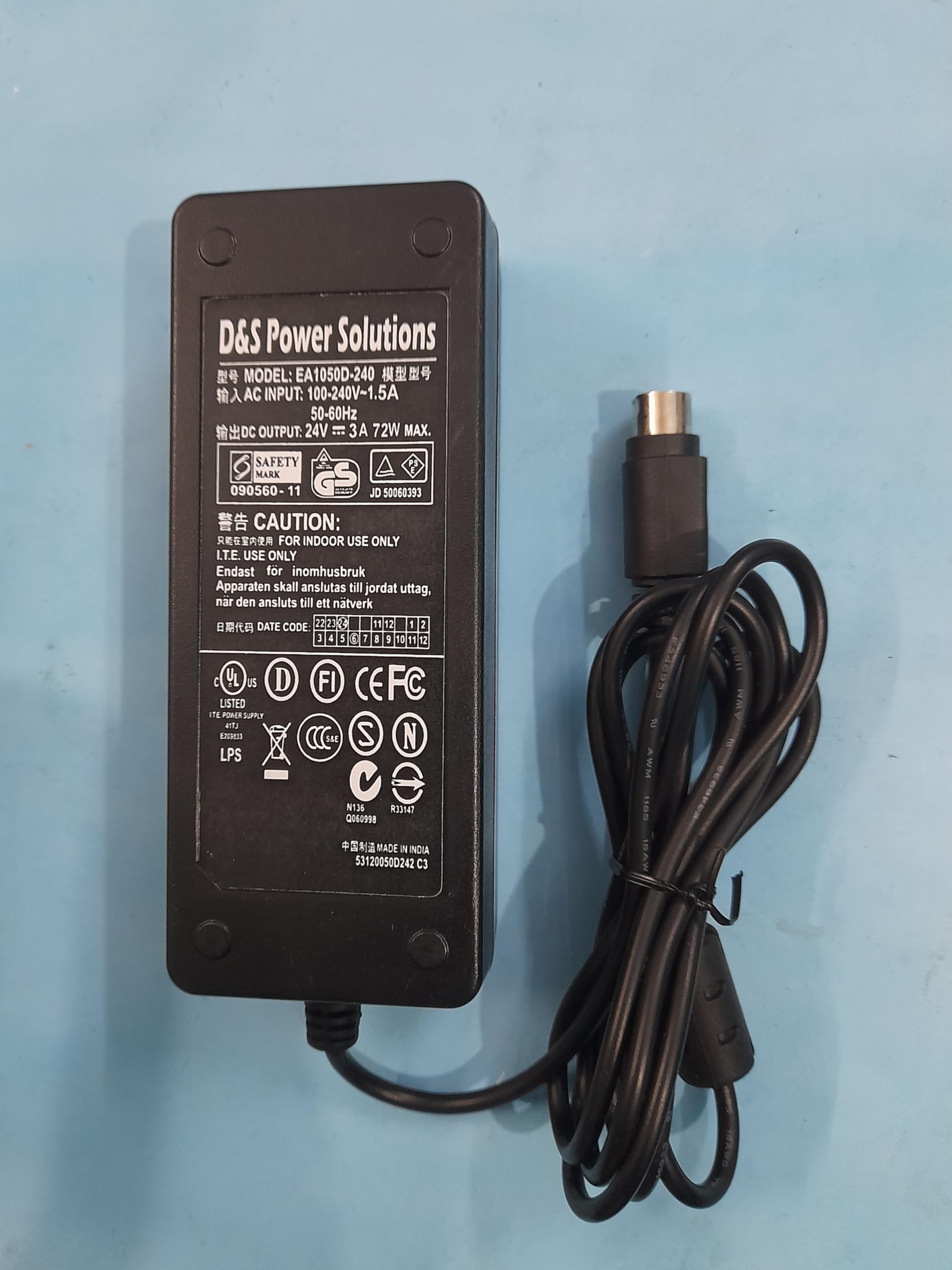 D&S Power Solutions, 24V 2.5A 60W, AC 100-240V 1.5A Input, 3-Pin Round Connector,Trully Supported for SMPS Power supplay Based Oxymed Equipments.-image-45