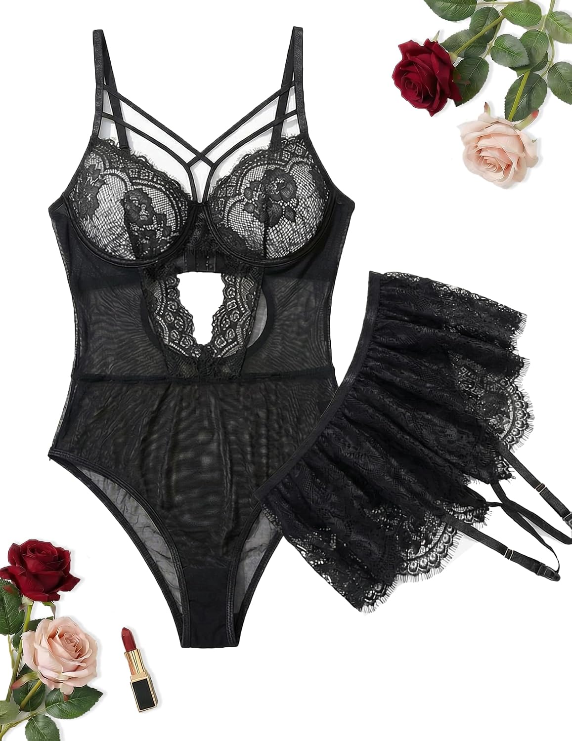 Avidlove Sexy Lingerie for Women Lace Bodysuit Teddy Babydoll Nightgown