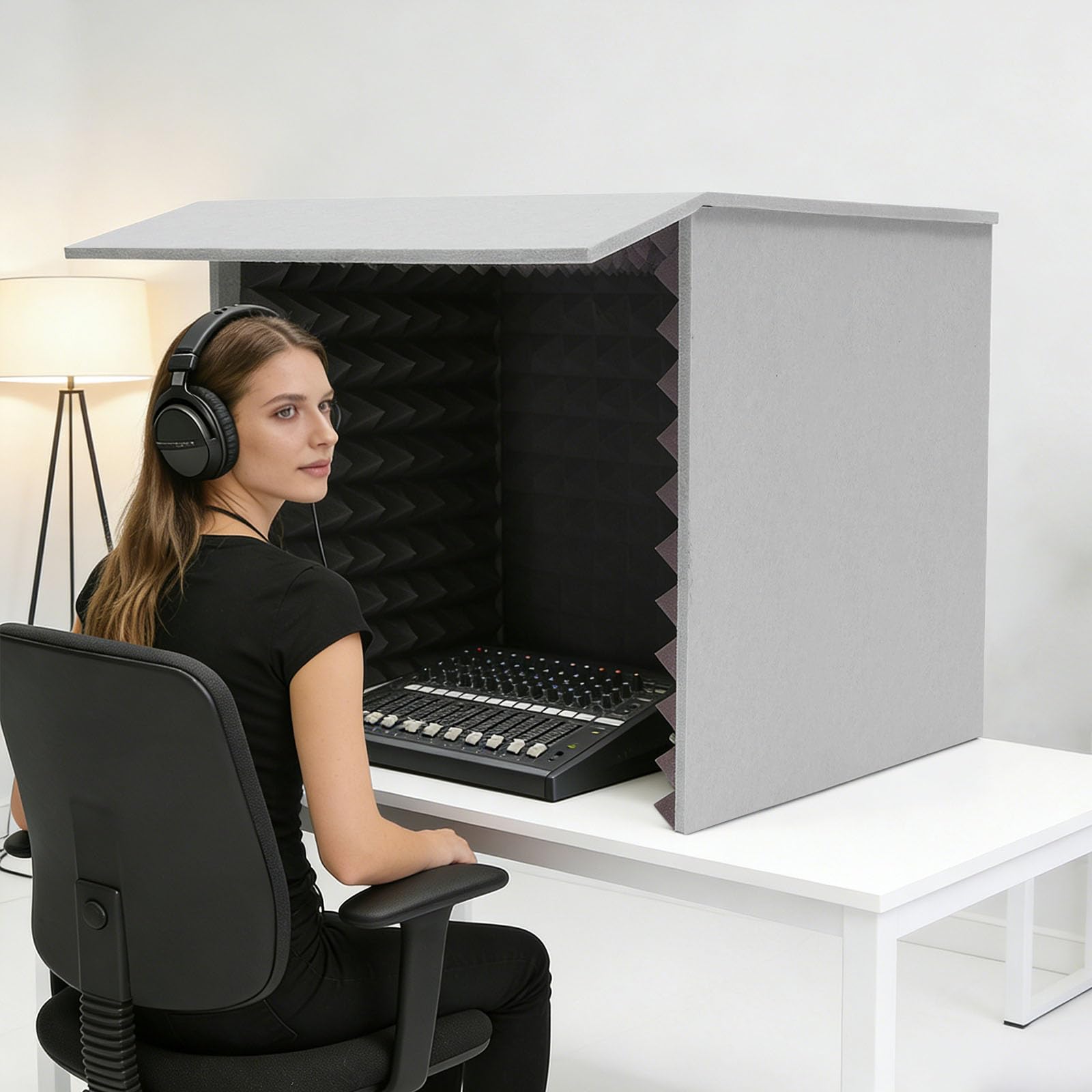 Tragbare Gesangskabine 60 cm, faltbare Vocal Booth für Mikrofon | Desktop Abdeckung, 60 x 60 x 60 cm, für Podcast, Streaming und Homestudio