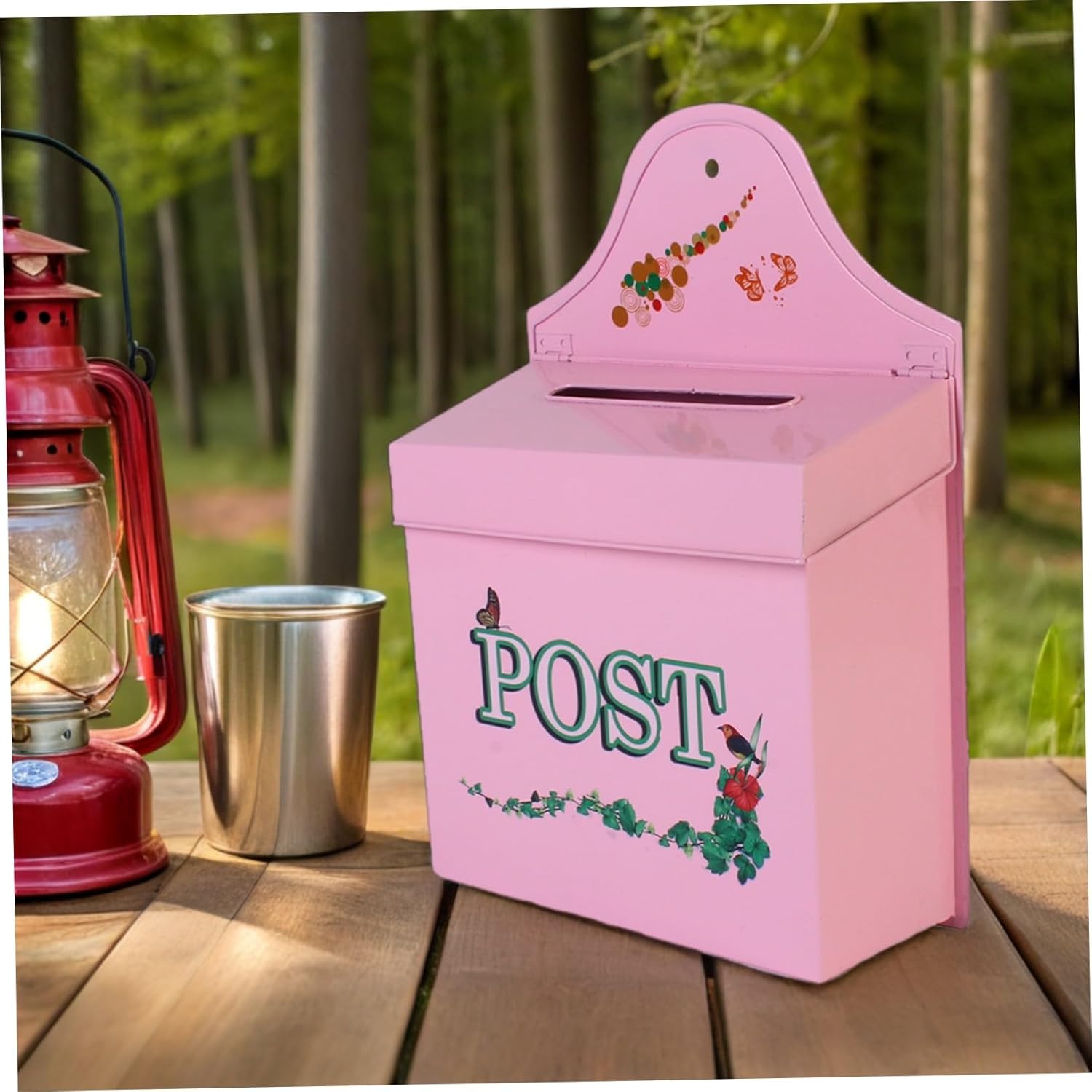 POPETPOP Vintage Wall-Mount Mailbox for House Metal Rustic Farmhouse Decor with Weatherproof Finish Dual-Function Design for Letters and Larger Items Indoor Outdoor Use