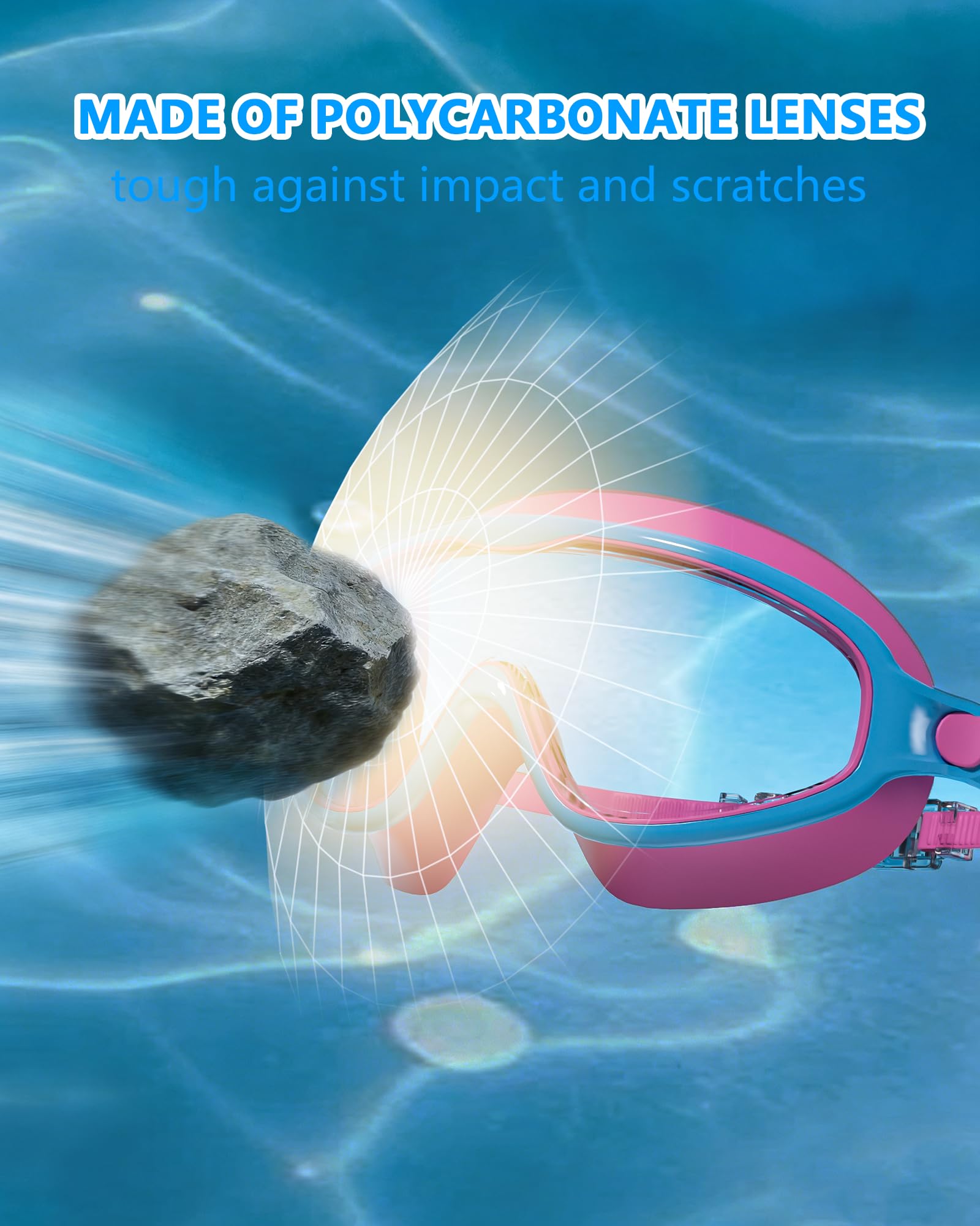 Schwimmbrille für Kinder von 3–15 Jahren mit großem Rahmen, Anti-Beschlag/UV, kein Auslaufen, Schwimmbrille für Jungen, Mädchen, Jugendliche, Kleinkinder (2 Stück)