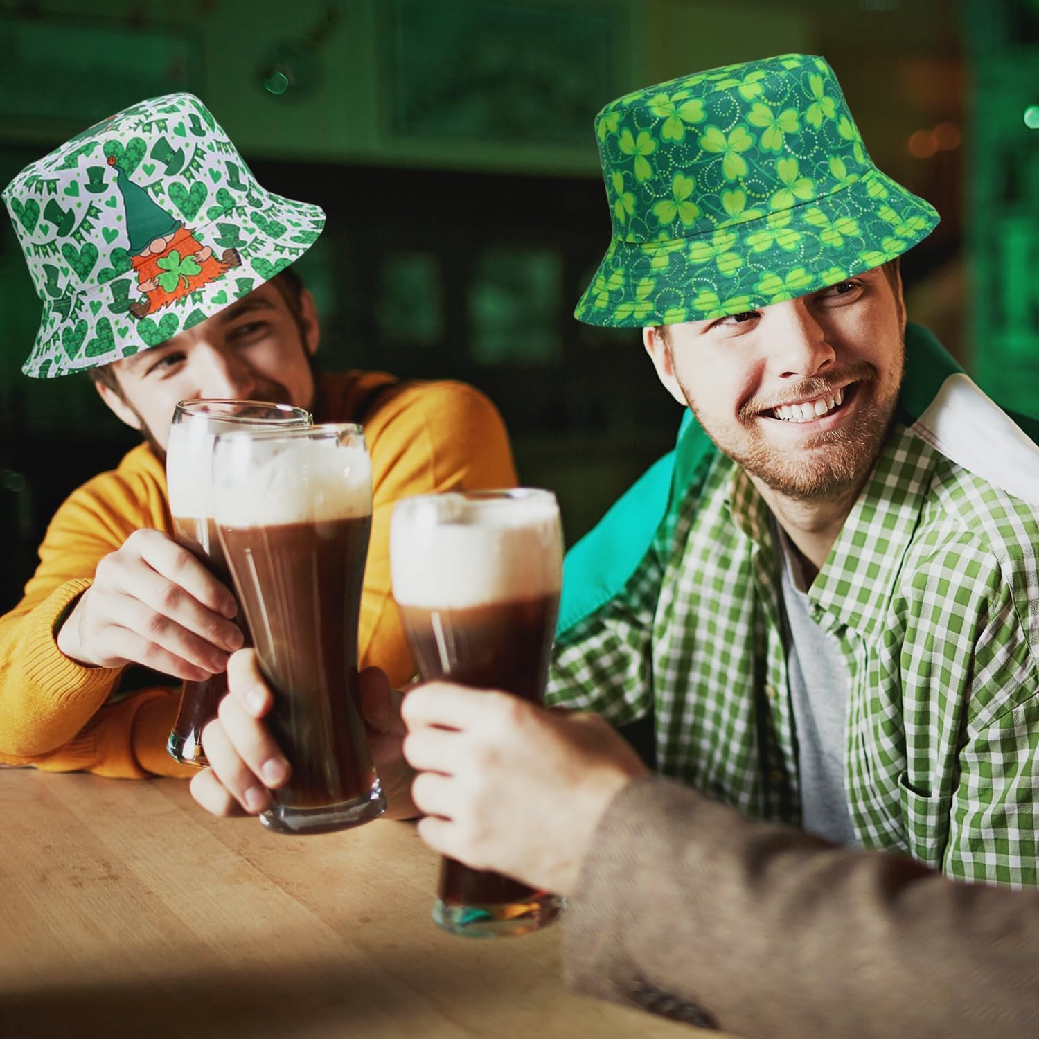 6 Pcs St. Patrick's Day Party Hats Accessories Funny Shamrock Bucket Hats Funny Green Irish Leprechaun Hats for Men & Women, Lucky Clover Top Hats for St. Patty's Day Party, Parades, Outdoor