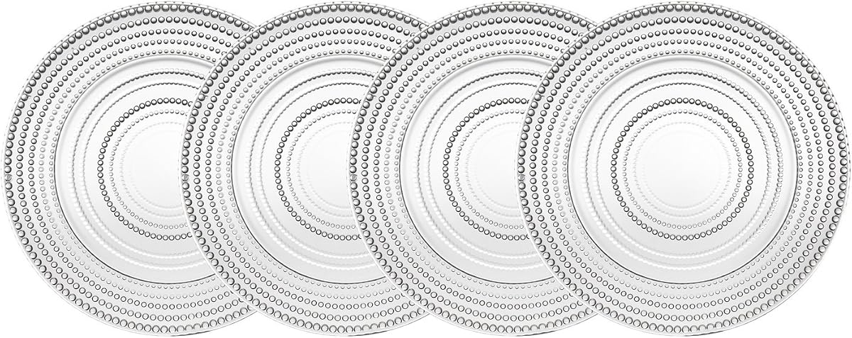 Godinger Glass Dinner Plates, Dinnerware Plate Set - Lumina,10.5", Set of 4