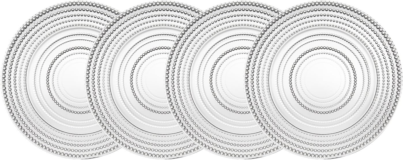 Godinger Glass Dinner Plates, Dinnerware Plate Set - Lumina,10.5", Set of 4