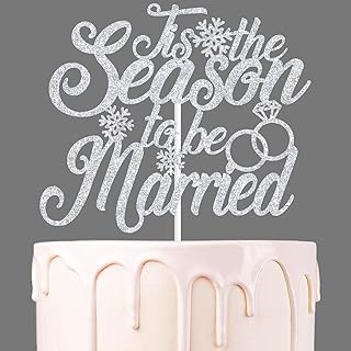 Sliver Glitter Tis the Season to be Married Cake Topper, Snow in Love/Snowflake Love, Winter Snow Themed Wedding Anniversa...
