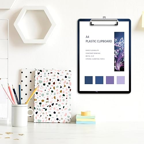 Miniatura 6 de Portapapeles de plástico A4, bonito tablero de clip, tamaño de letra Stardard, 9 x 12.5 pulgadas, decoración de oficina para estudiantes, mujeres,
