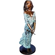 Nifao Woman with Flute, Elegant Life Size Bronze Statue, 34"L x 25"W x 68"H