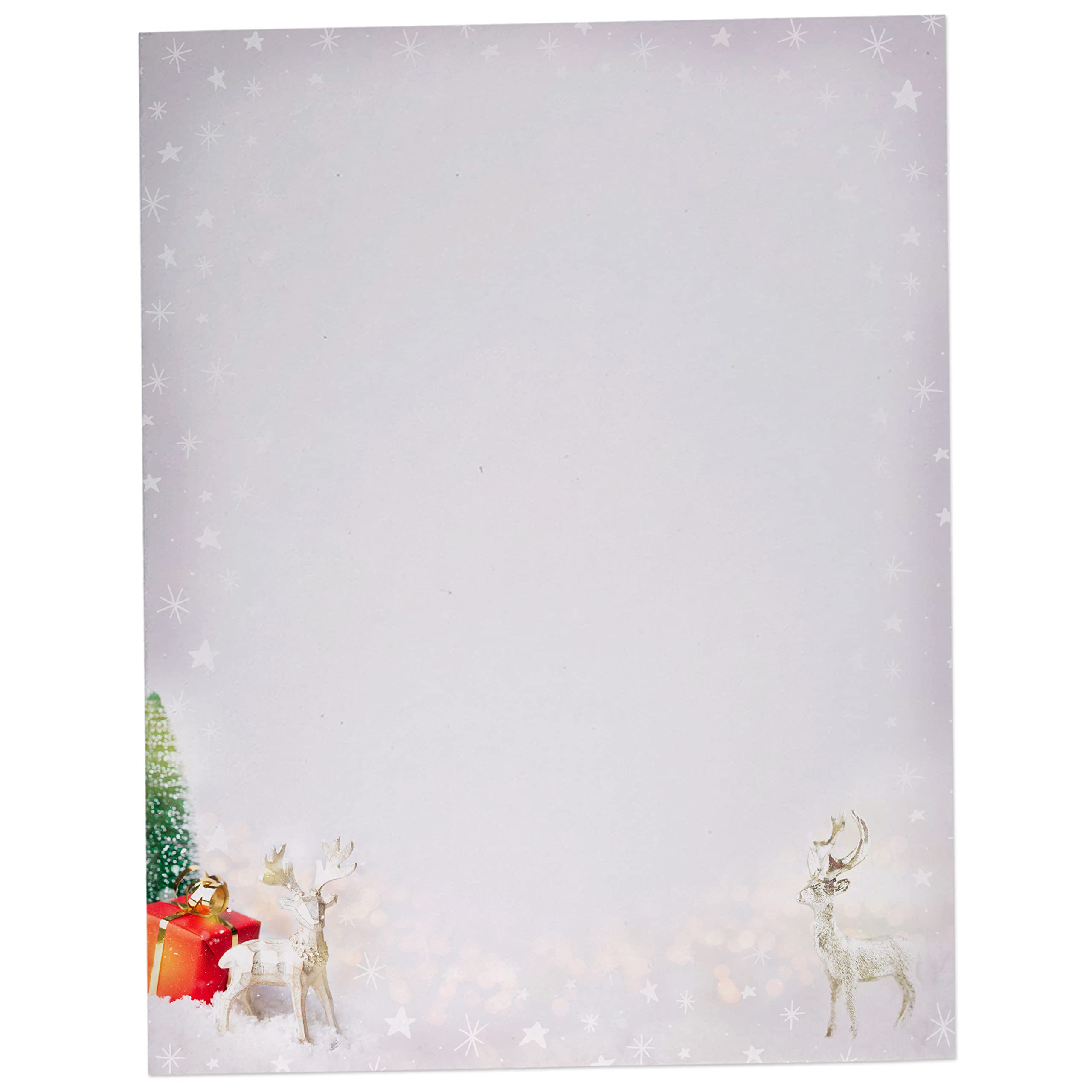 Amazon.com : Shiny Golden Reindeer Christmas Stationary Paper 8.5 x 11 ...