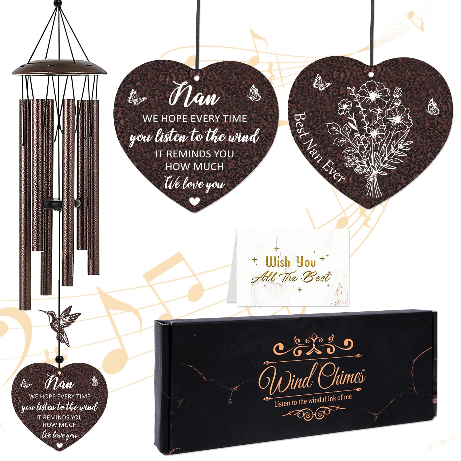 Luvart Wind Chimes Gift for Nan Nan Gifts for Birthday Christmas Decor