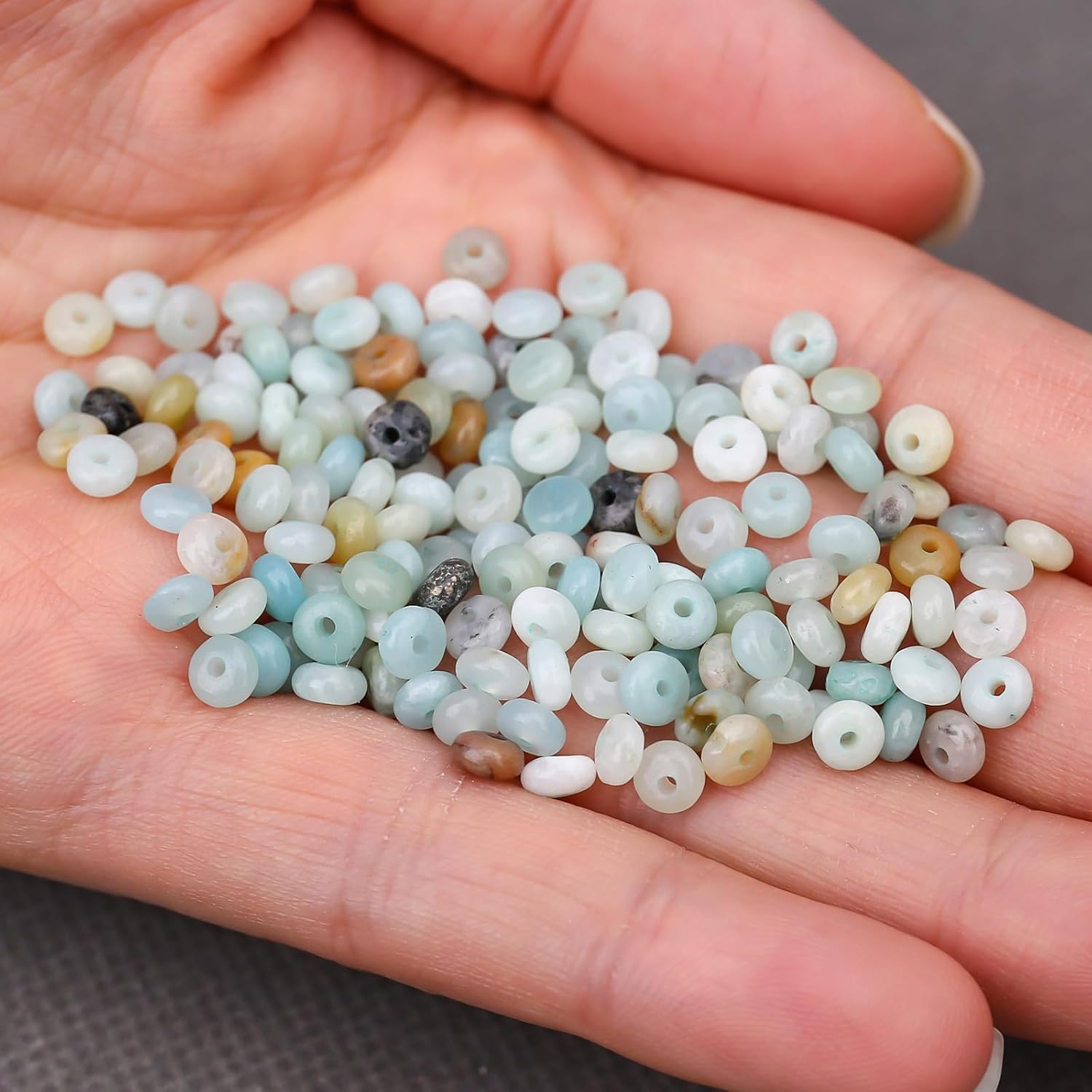 BONNY BOXX 1 Strand (150PCs) Natural 2 * 4mm Amazonite Rondelle Beads, Natural Abacus Disk Stone Beads Loose Spacer Gemstone for DIY Bracelet Necklace Jewelry Making - Image 5