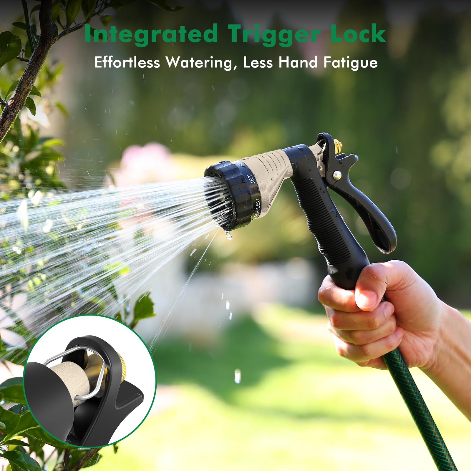 RESTMO Hose Pipe Spray Gun, Heavy Duty Metal Garden Hose Spray Gun, Black + Silver, 6 x 11 x 5 cm - Image 5